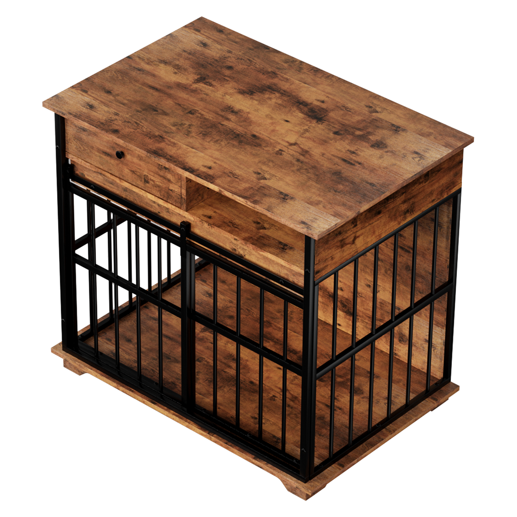 Dog Crate Furniture , Large Dog Cage Furniture With Tray For Medium Large Dogs, Wooden Dog Kennel Furniture